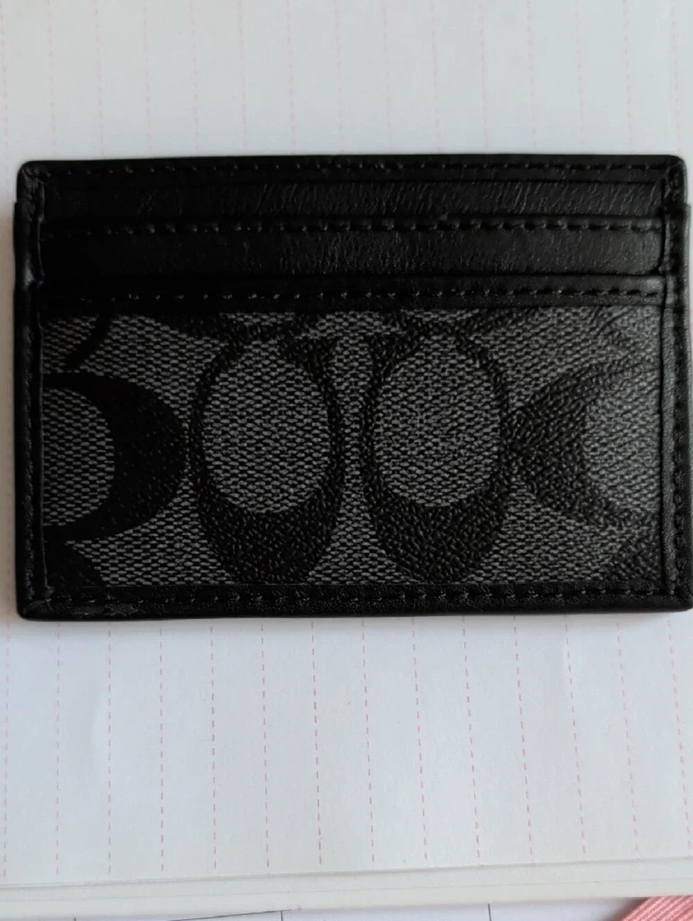 Coach Card Case in Charcoal and Black